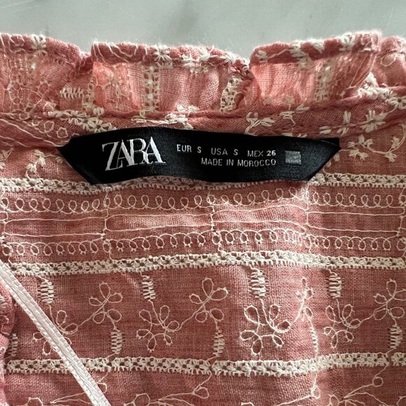 Zara Pink Embroidered Blouse - Size Small - Picture 5 of 5